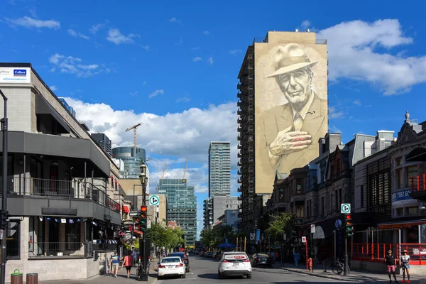 Montreal Kanada Juli 2022 Den Trendiga Crescent Street Med Väggmålning — Stockfoto
