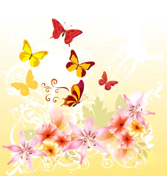 Desenhos animados floral cartão design —  Vetores de Stock