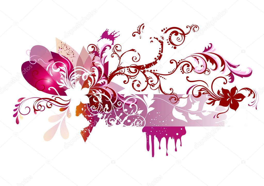 Floral vector design in pink color with place for your text
