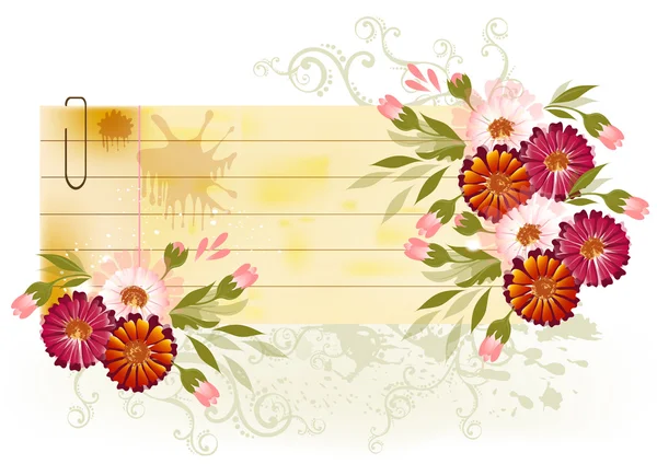 花の装飾とあなたのテキストのための場所のバナー — ストックベクタ