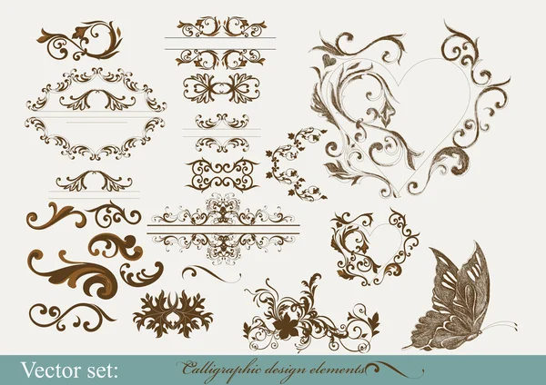 Calligraphic design elements and page decoration — Stock Vector