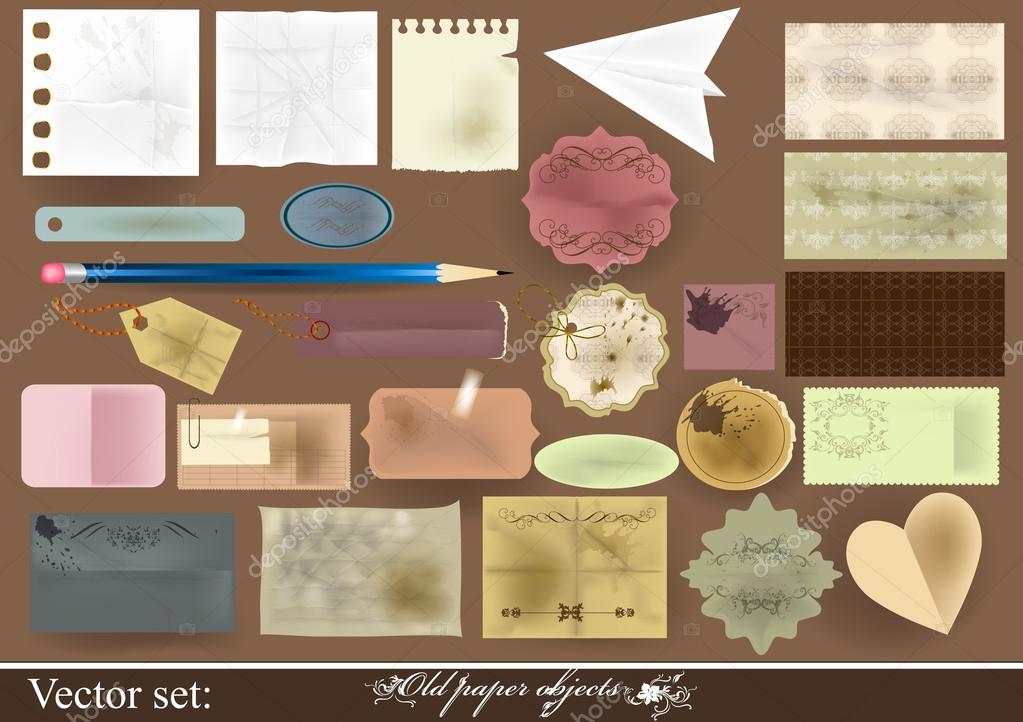 Scrapbooking set - old paper, photo fram Stock Vector by