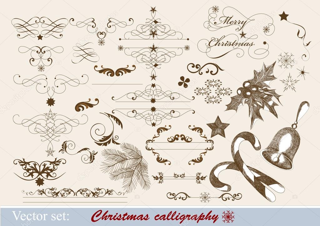 Christmas calligraphic design elements and page decoration