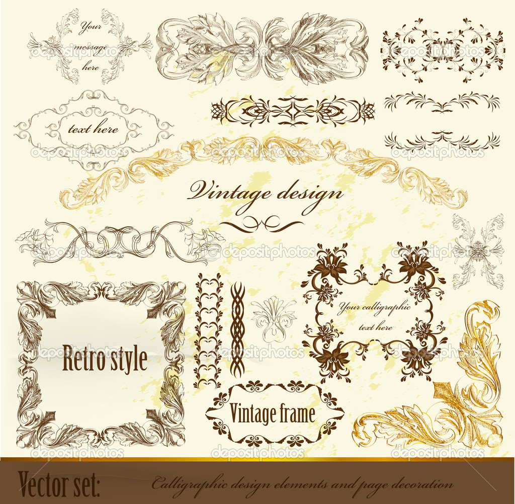 Calligraphic design vintage elements and page decoration