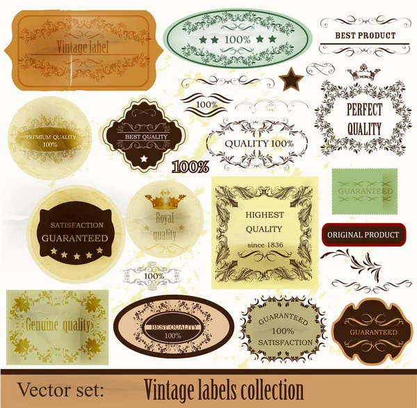 Collection of retro labels best and premium quality — Stock Vector