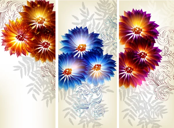 Collection of flower vector backgrounds — Stock Vector