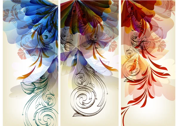 Collection of abstract floral backgrounds — Stock Vector