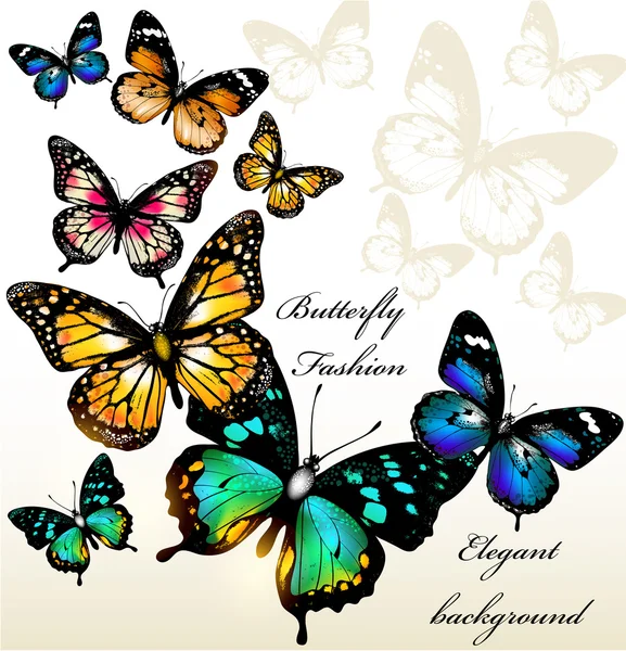 Fond de mode avec des papillons — Image vectorielle