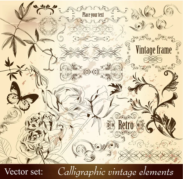 Elementos caligráficos decorativos vintage — Vector de stock