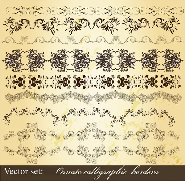 Conjunto de bordes caligráficos vintage — Vector de stock