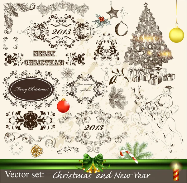 Conjunto caligráfico de Natal — Vetor de Stock