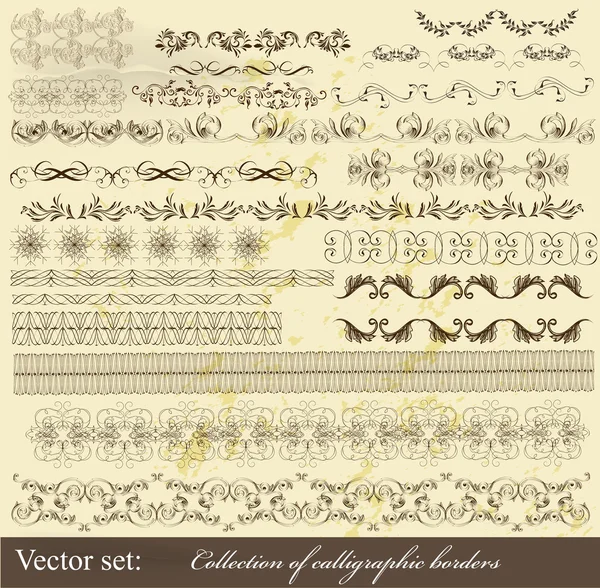 Colección de bordes caligráficos — Archivo Imágenes Vectoriales