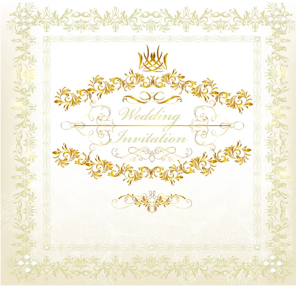 Invitation wedding card in vintage luxury style — Stock Vector