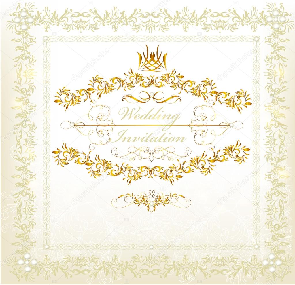 Invitation wedding card in vintage luxury style
