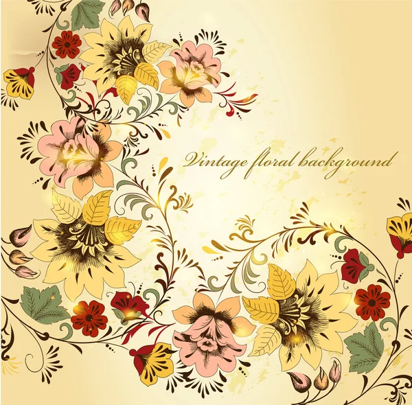 Φόντο με floral διακόσμηση σε στυλ vintage — Διανυσματικό Αρχείο