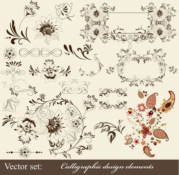 Elementos decorativos caligráficos en estilo vintage — Vector de stock