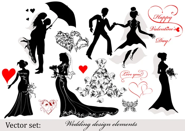 Düğün tasarım öğeleri koleksiyonu — Stok Vektör