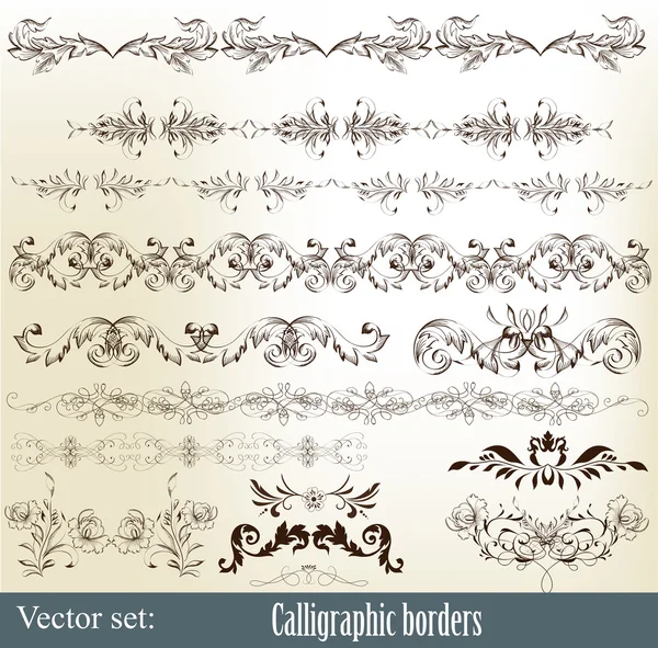 Fronteiras ornamentadas caligráficas — Vetor de Stock