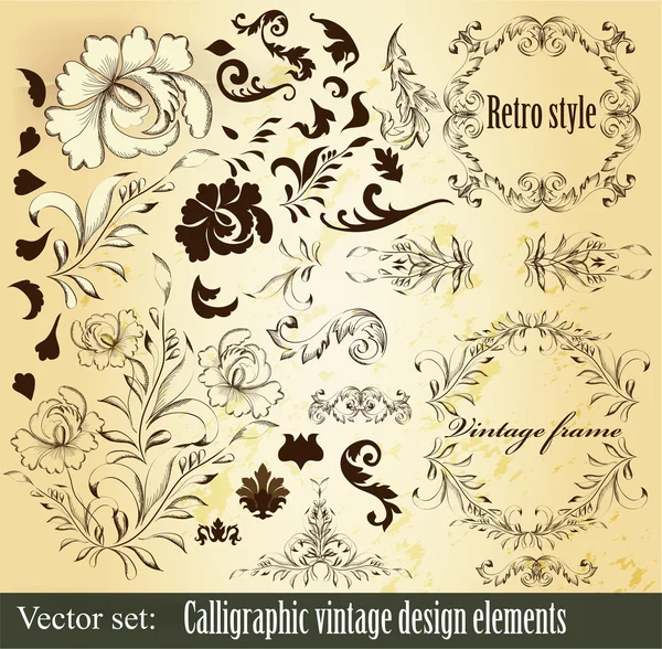 Calligraphic vintage design elements and page decorations — Stock Vector