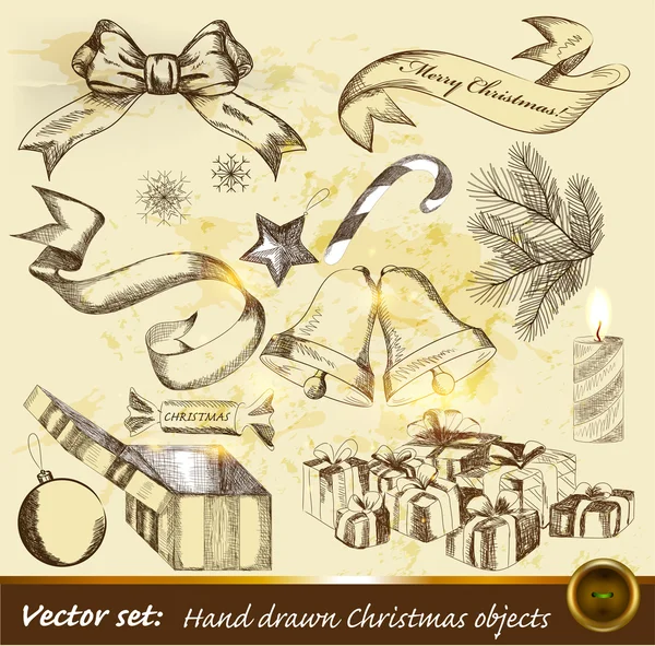 Kolekce ručně kreslenou vánoční objektů — Stockový vektor