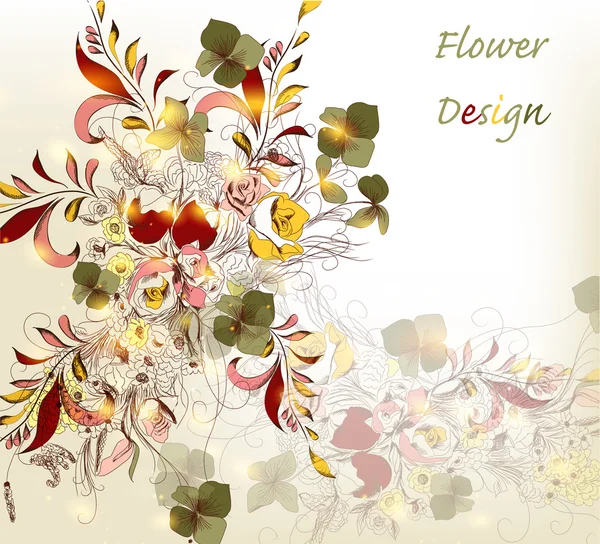 Kézzel rajzolt virág design — Stock Vector