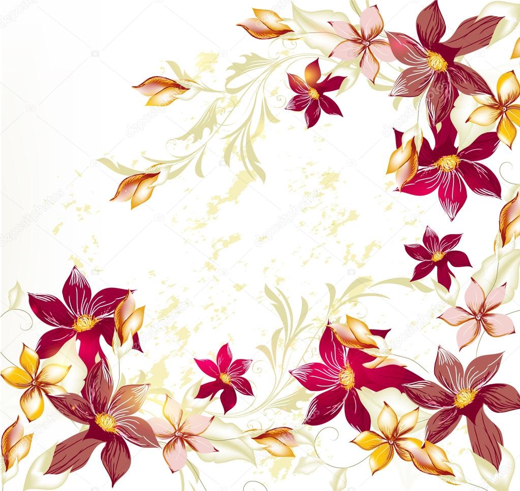 Flower vector background in pastel vintage style