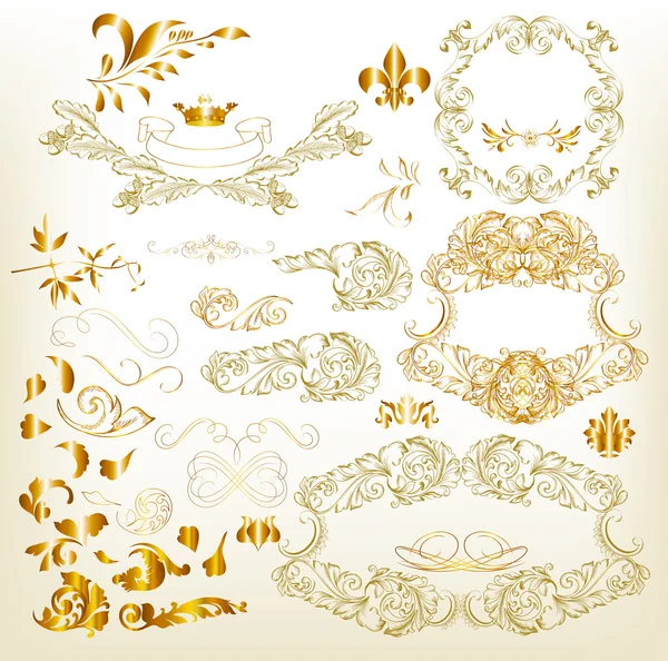 Elementos de diseño caligráfico de lujo dorado — Archivo Imágenes Vectoriales