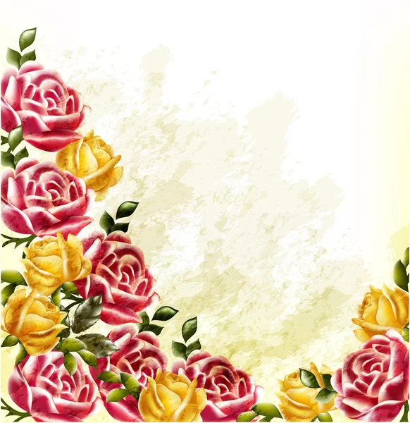 バラと装飾的なグランジ ベクトルの背景 — ストックベクタ