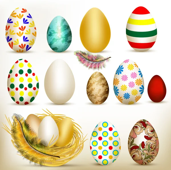 Conjunto de Pascua de coloridos huevos vectoriales — Archivo Imágenes Vectoriales