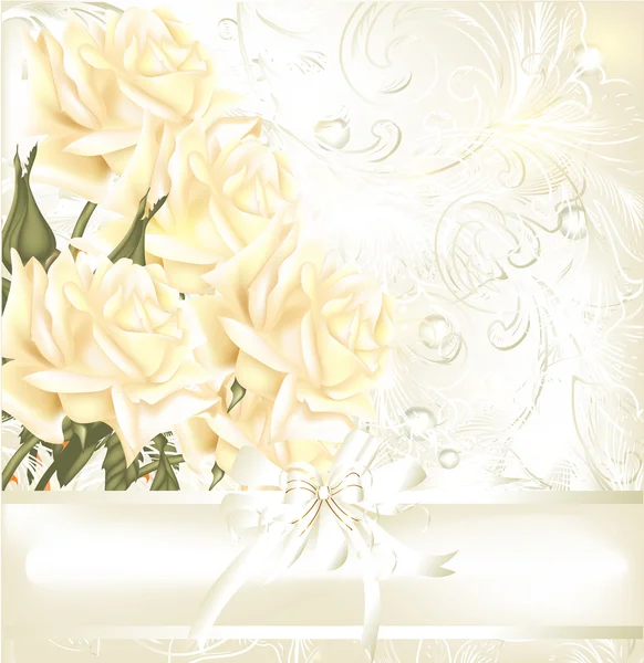 Carte de mariage d'invitation avec roses et poires — Image vectorielle