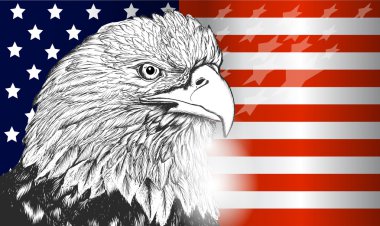 ABD, bağımsızlık ve özgürlük Amerikan bayrağı ve kartal sembolü