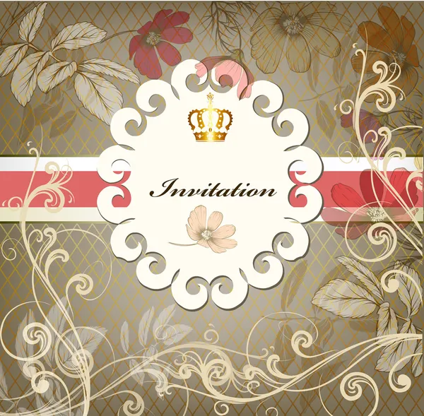 Cartão de convite bonito para design com ornamento em estilo vintage — Vetor de Stock