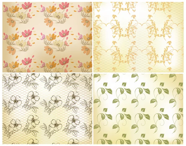 Floral ensemble de papier peint sans couture — Image vectorielle