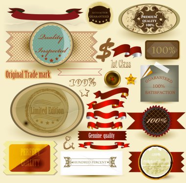vintage etiket ve şeritler için tasarım koleksiyonu