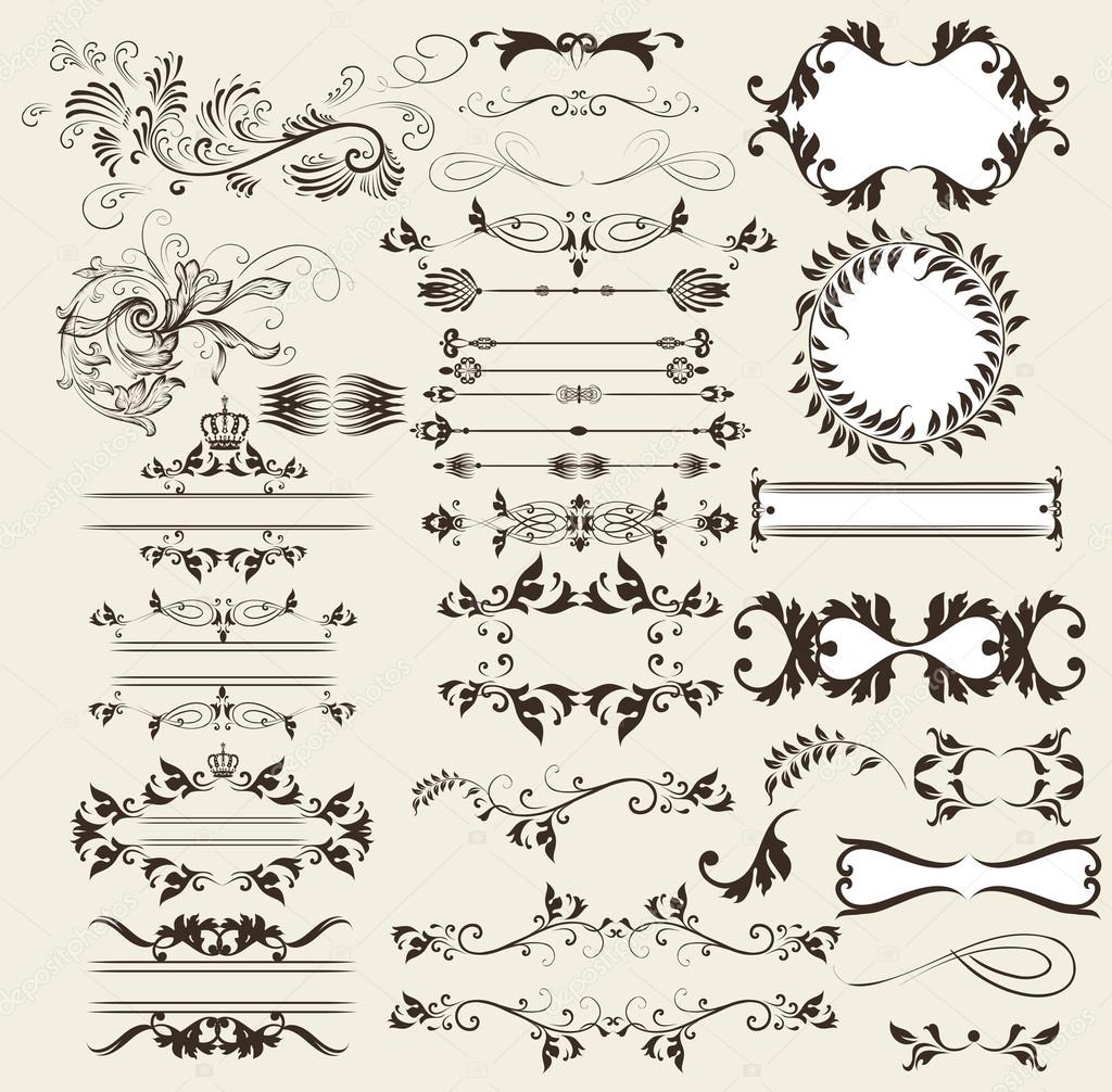 calligraphic retro vector elements and page decorations