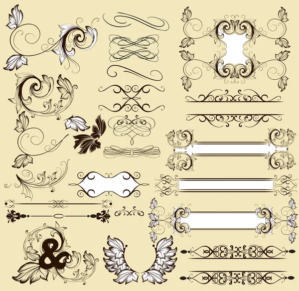 Kalligrafische retro designelementen en pagina decoraties — Stockvector