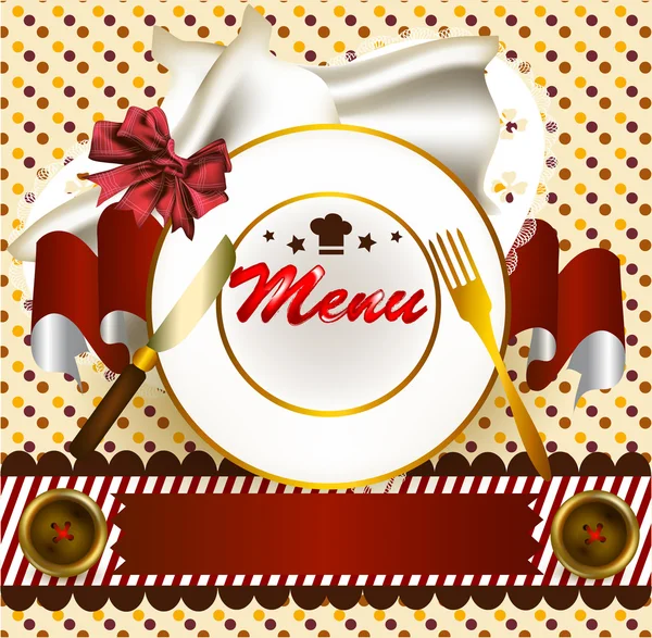 Carino il design del menu con piatto e banner — Vettoriale Stock