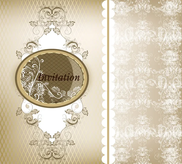 Elegant wedding invitation card with lace — ストックベクタ