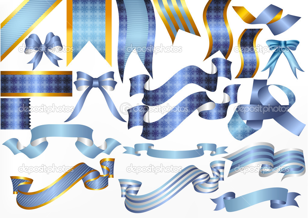 Collection of vector ribbons and bows for design
