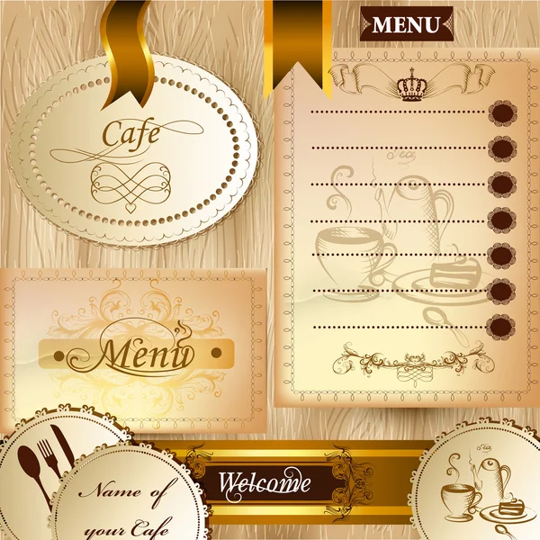 Collection of business elements for cafe and menu design in clas — Stock Vector