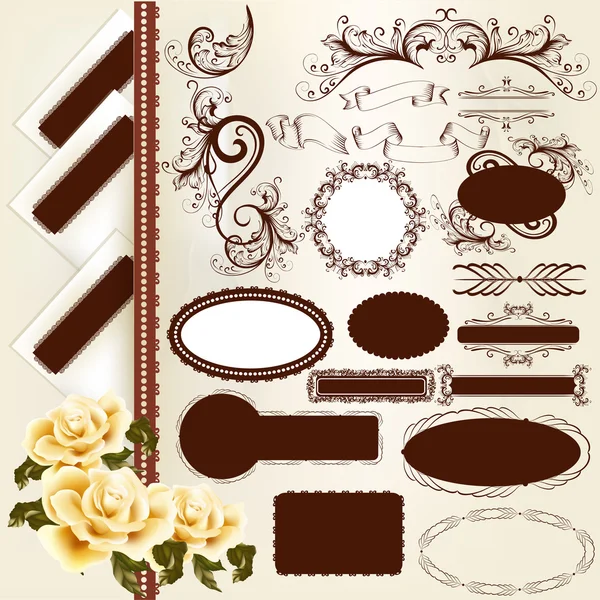 Set van vintage designelementen en pagina decoraties — Stockvector