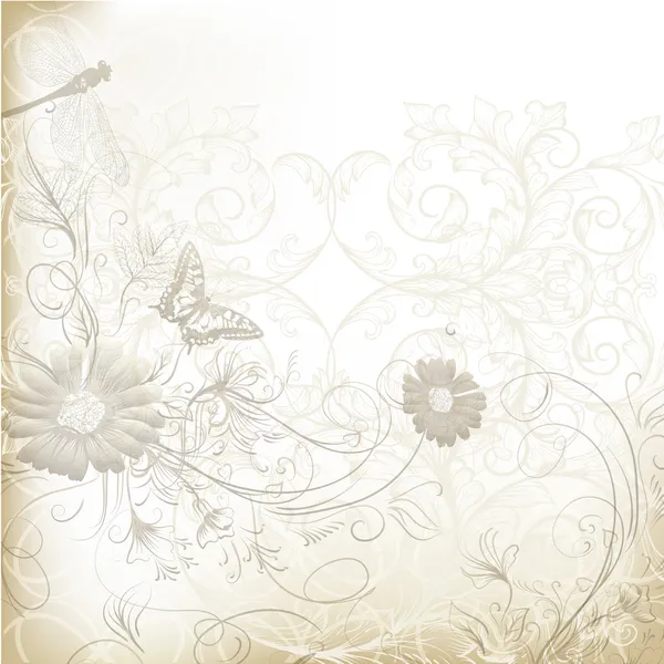 Elegante fondo claro de la boda con adorno floral — Vector de stock