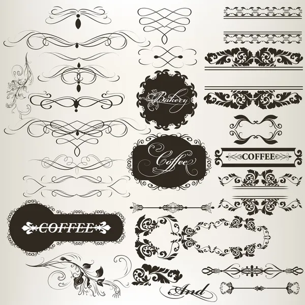 Collection of calligraphic design elements and page decorations — Stock Vector