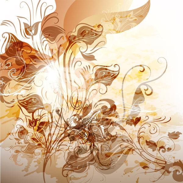 Гранж стильный старинный фон с цветочным орнаментом
