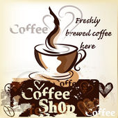 Coffee shop plakát-grunge vintage stílusú csésze frissen