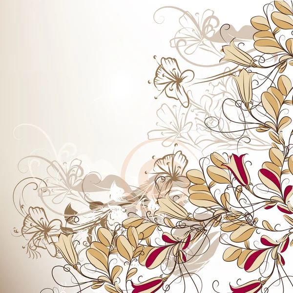 Floral vector achtergrond met schone ruimte en ornament — Stockvector