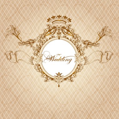 Wedding invitation card in luxury vintage style clipart