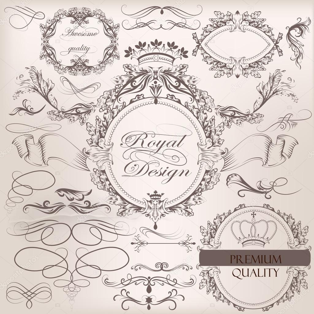 Collection of vintage vector design elements and page decoration