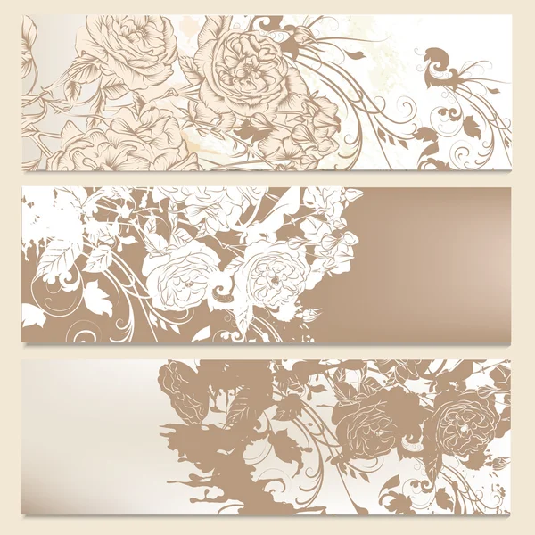 バラと古典的なスタイルのウェディングのパンフレットのセット — ストックベクタ