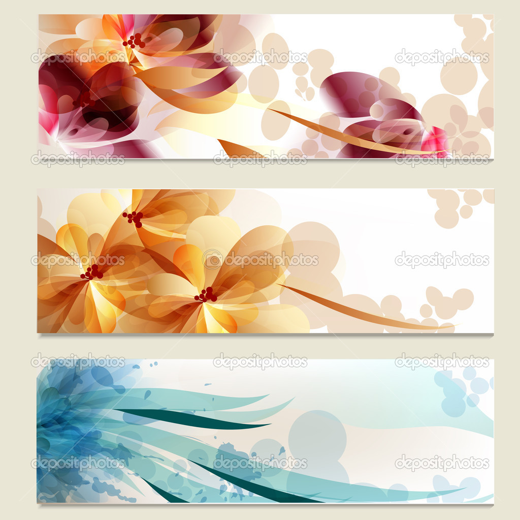 Brochure vector set in floral style